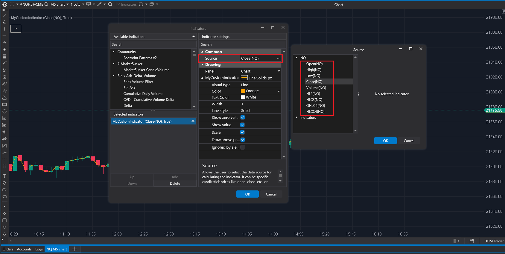 Selecting the source